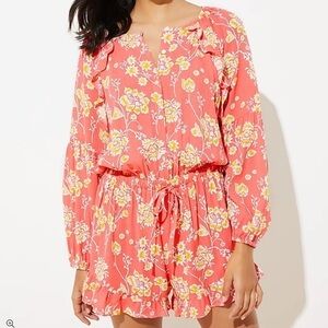 LOFT Beach Rayon Floral‎ Long Sleeve Romper Size S